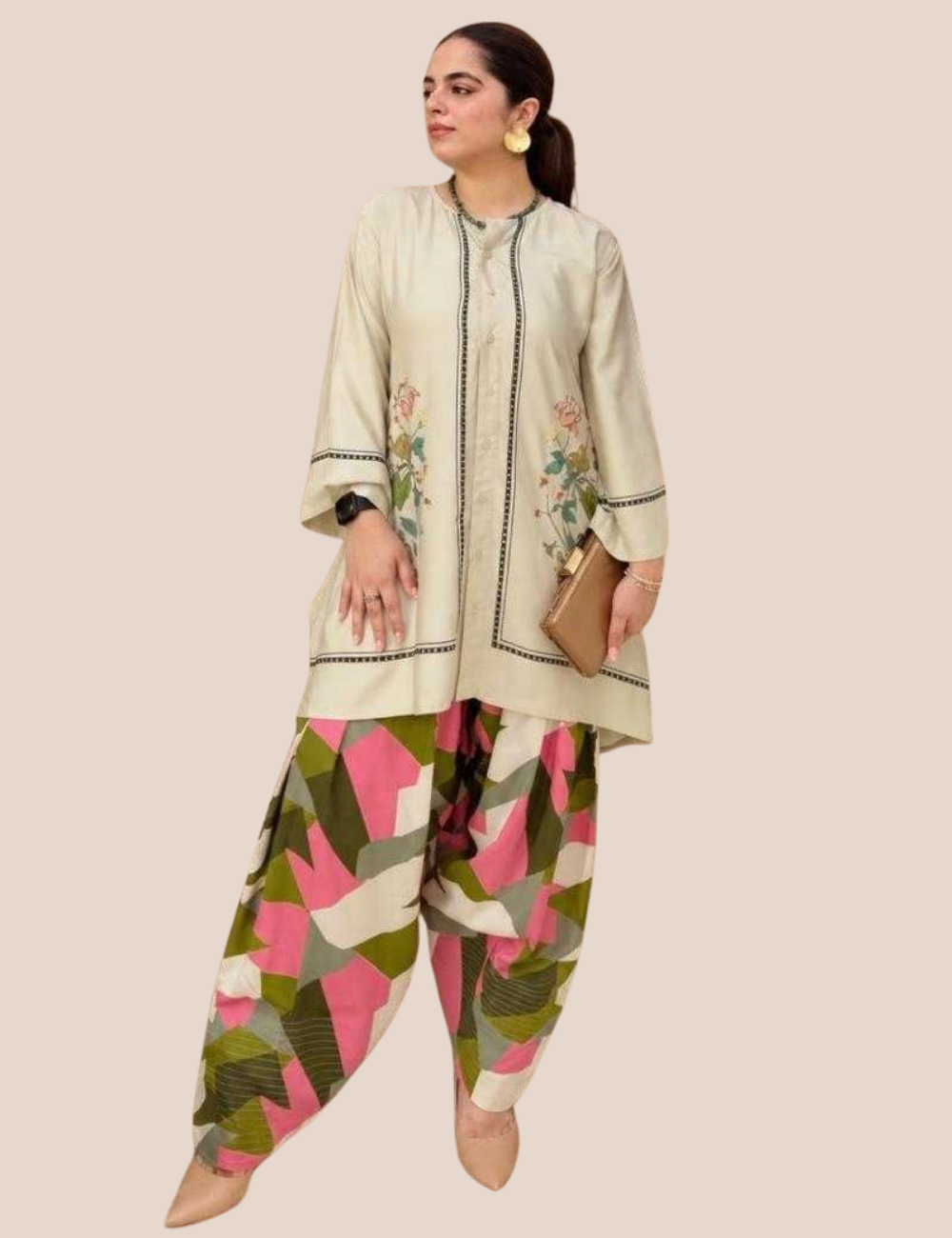 Rayon Satin + Farshi Salwar Set